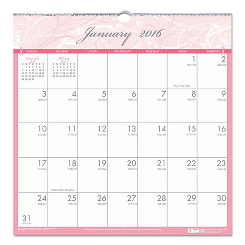 Breast Cancer Awareness Monthly Wall Calendar, 2024