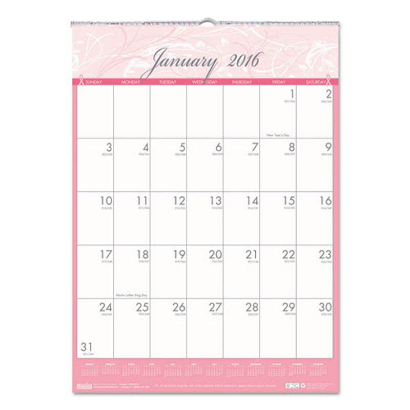 Breast Cancer Awareness Monthly Wall Calendar, 2024