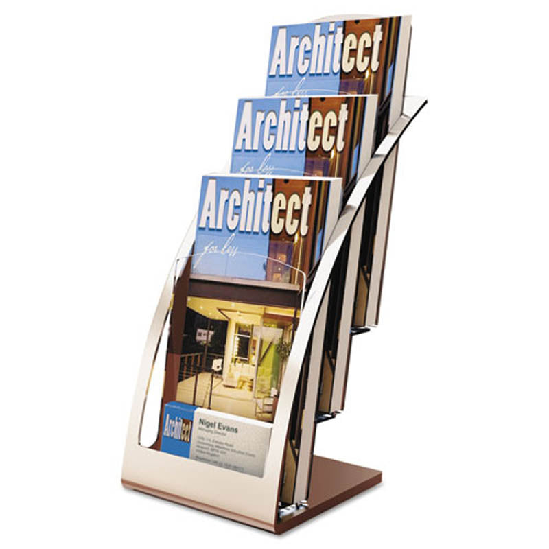 3-Tier Brochure Display w/ Business Card Pocket