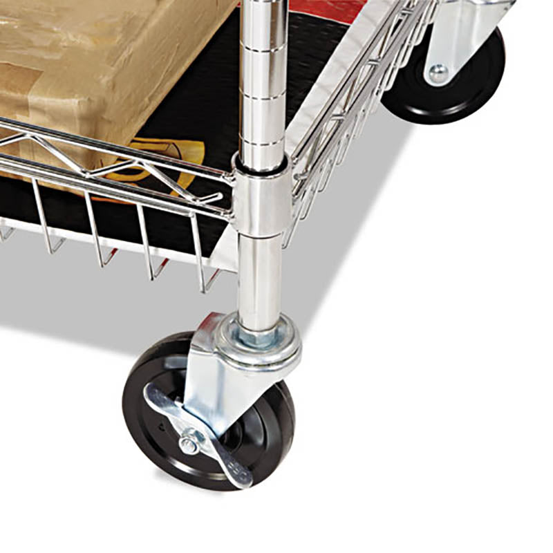 Carry-All Two-Shelf Mail Cart, 34 7/8"w x 18"d x 39 1/2"l, Chrome