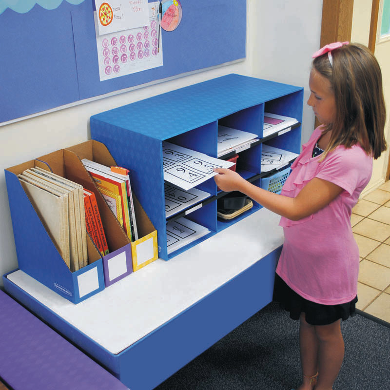 9-Compartment Classroom Cubby, 16" x 28 1/4" x 13", Blue
