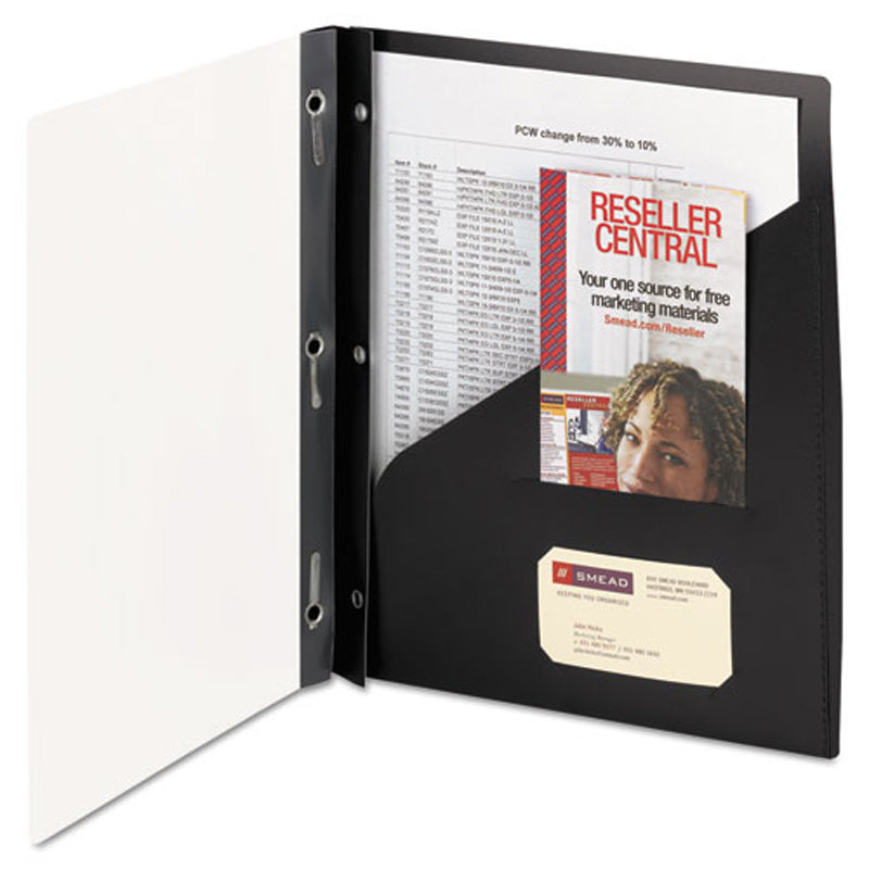 Clear Front Pocket Folder w/ Prong Fastener, Letter, Black