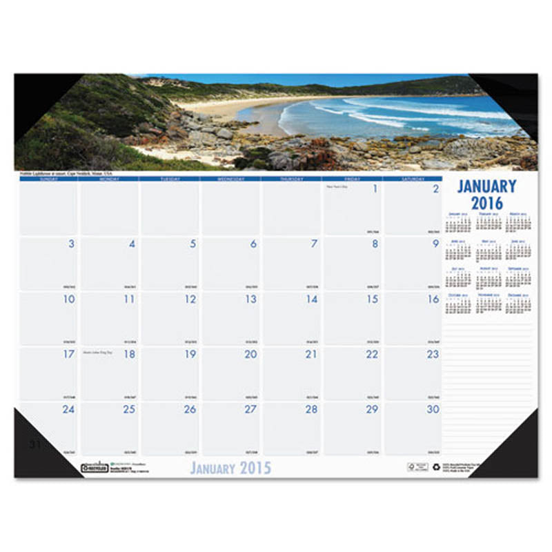 Coastlines Photographic Monthly Desk Pad Calendar, 2024