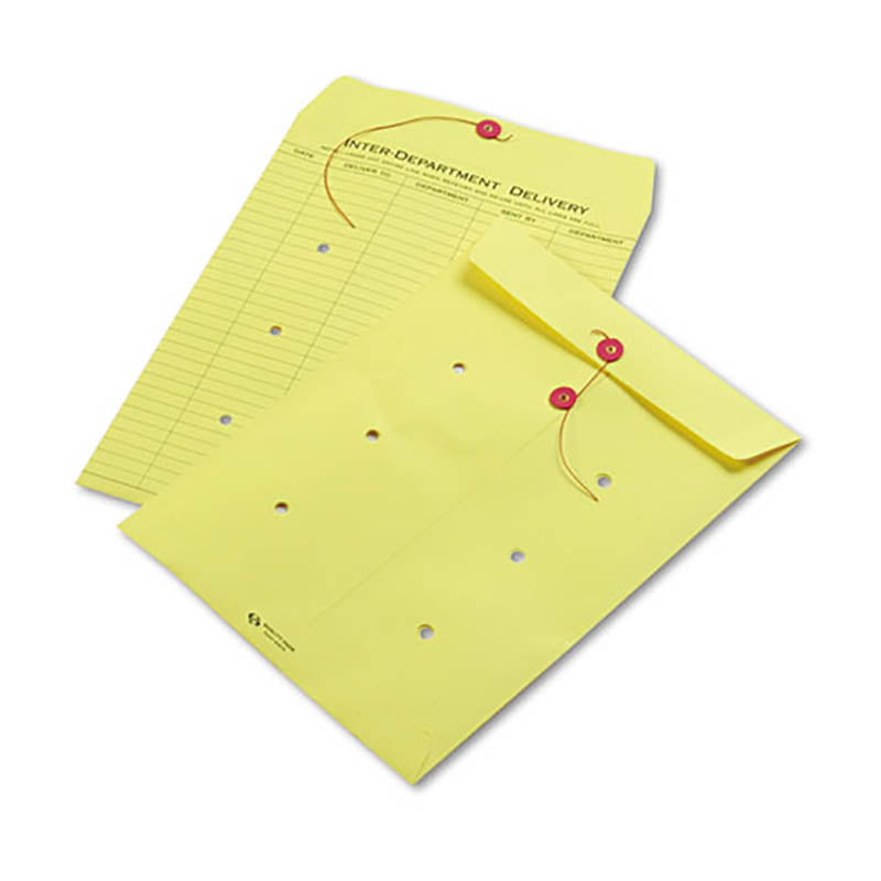 Colored String & Button Interoffice Envelopes, 10" x 13 (box of 100)