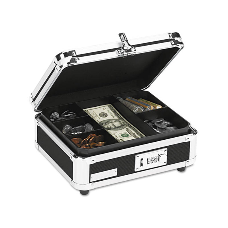 Combination Locking Cash Box, Black/Chrome