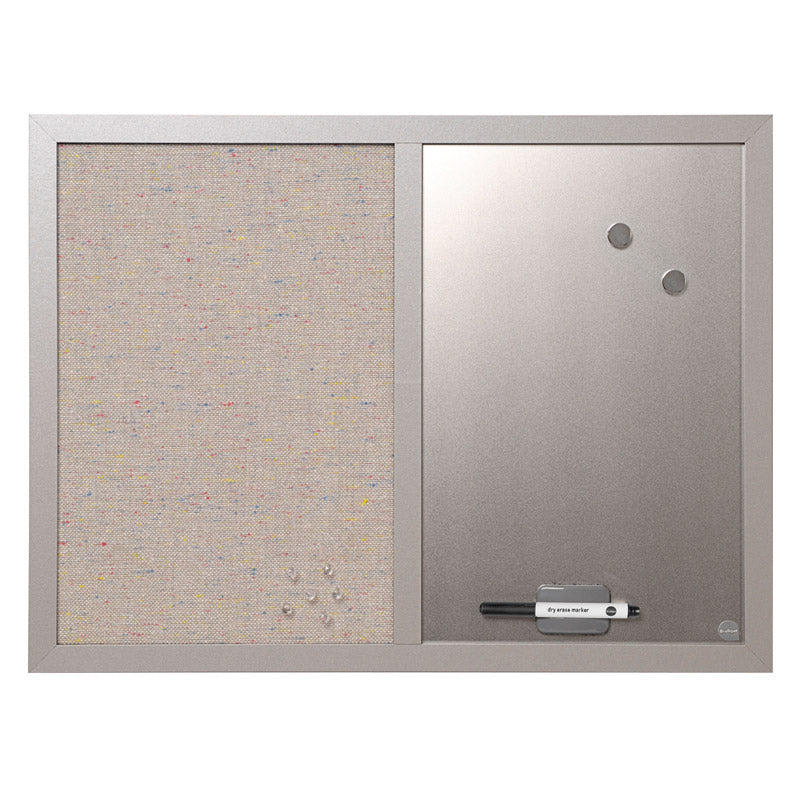 Combo Magnetic Silver Board & Fabric Bulletin Board, 24" x 18"