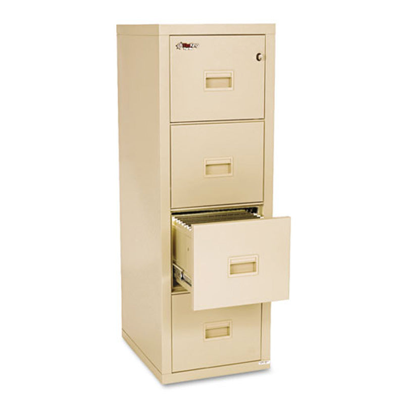 Compact Four-Drawer Insulated Vertical File Cabinet, 17 3/4"w x 22 1/8"d x 52 3/4"h, Parchment