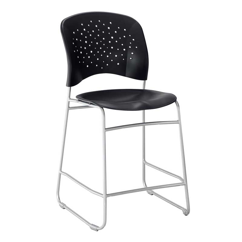 Counter-Height Chair, Round Plastic Back & Seat w/ Silver Sled Base