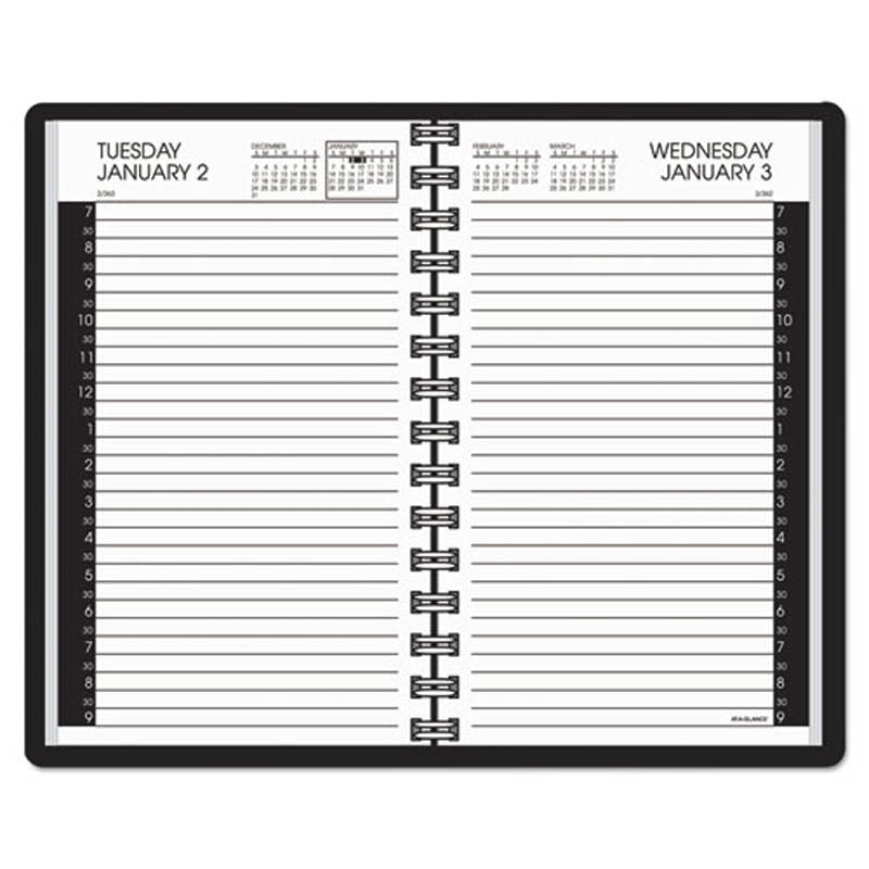 Daily Appointment Book with 30-Minute Appointments, 4 7/8" X 8", White, 2025