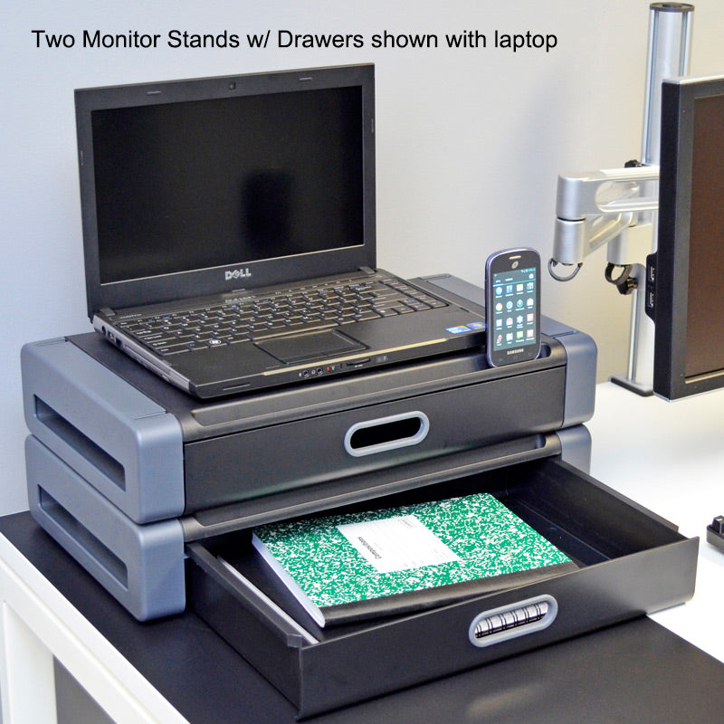 Deluxe Stacking Monitor Stands w/ Drawers