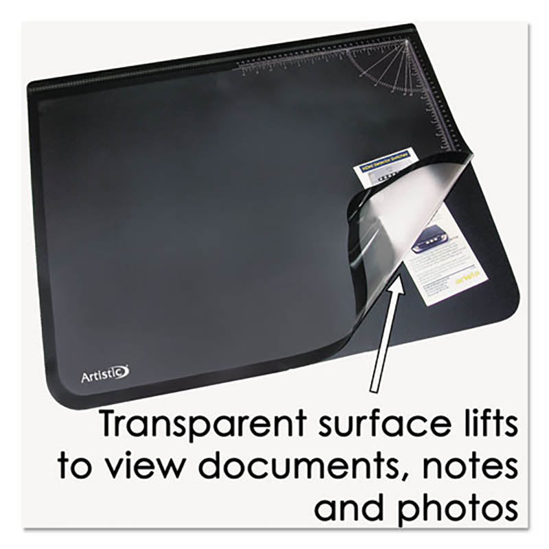 Desk Pad w/ Clear Overlay, Black