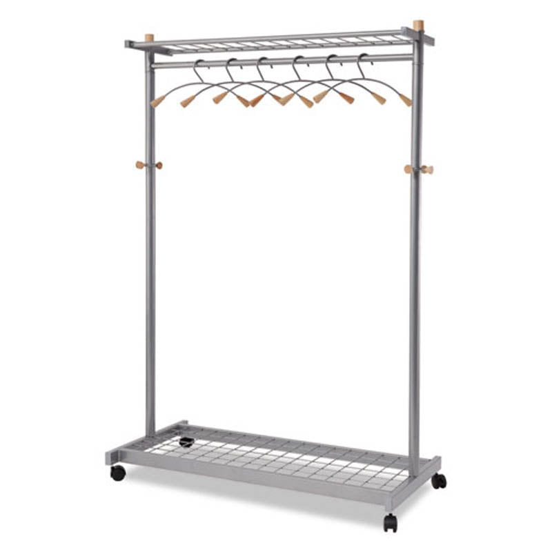 Double-Sided, Two-Shelf Garment Rack w/6 Hangers