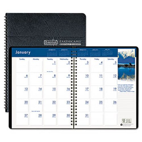 Earthscapes Full-Color Monthly Planner, 8 1/2" X 11", Black, 2017-2019