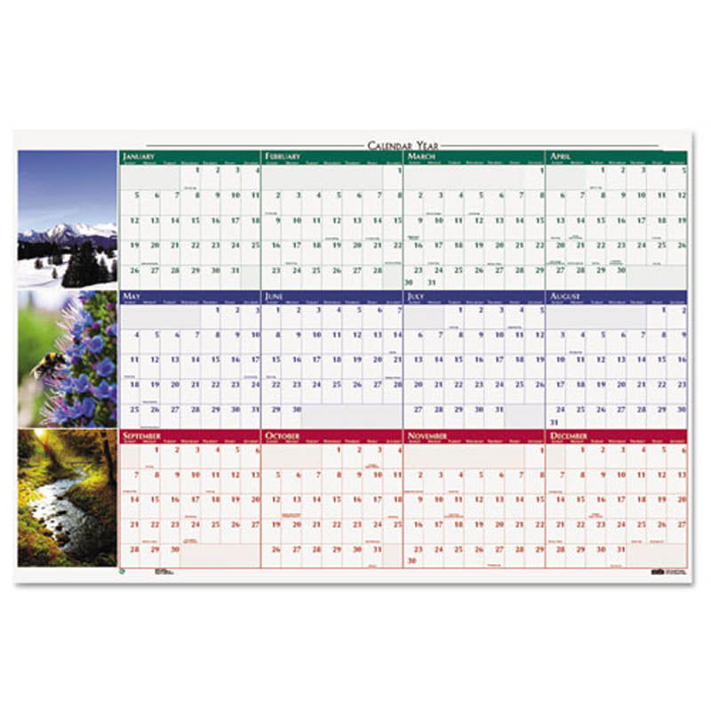 Earthscapes Nature Scene Reversible/Erasable Yearly Wall Calendar, 2024
