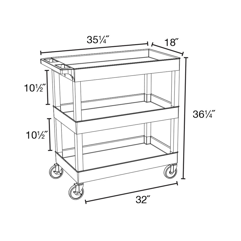32" X 18" Tub Cart - Three Shelves