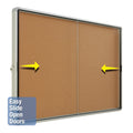 Enclosed Indoor Cork Bulletin Board w/ Sliding Glass Doors, Silver Frame