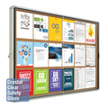 Enclosed Indoor Cork Bulletin Board w/ Sliding Glass Doors, Silver Frame