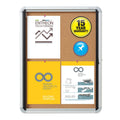 Enclosed Indoor Cork Bulletin Board w/ Swing Glass Doors, Silver Frame
