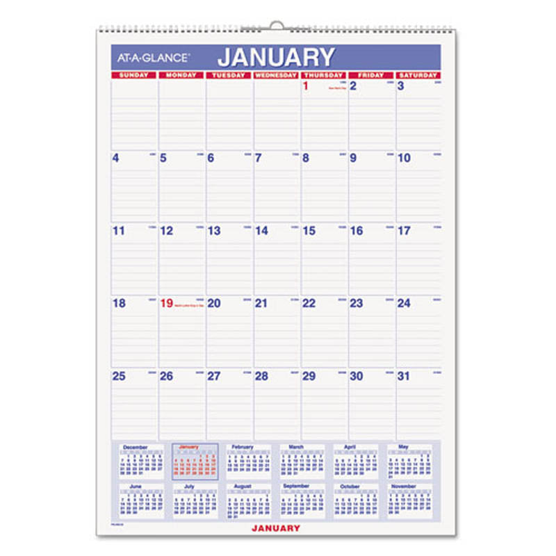 Erasable Wall Calendar, White, 2025
