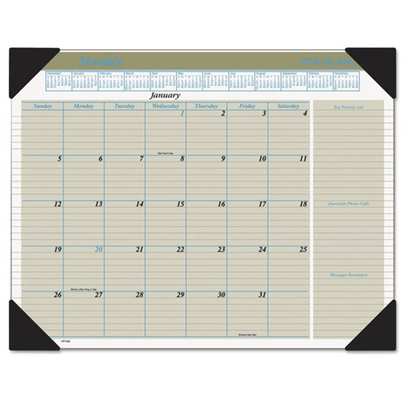 Executive Monthly Desk Pad Calendar, 22" X 17", Buff, 2025