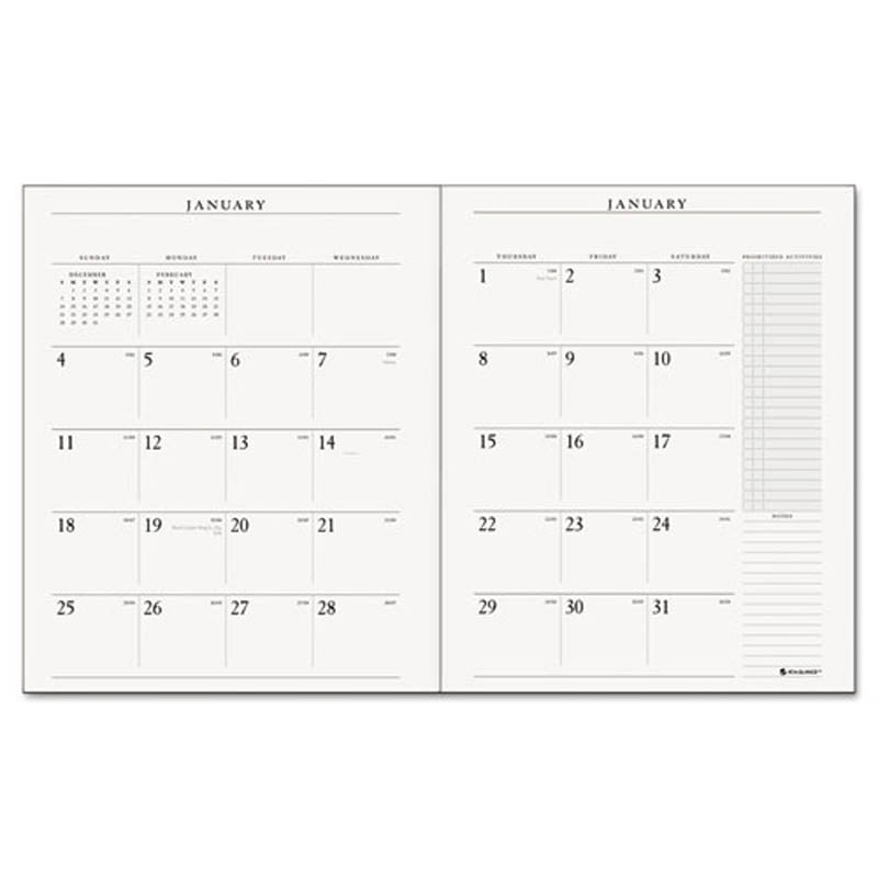 Executive Monthly Padfolio, 9" X 11", White, 2024