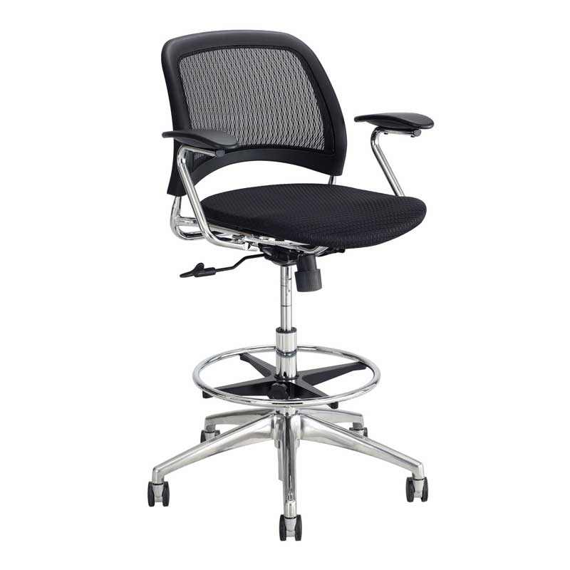 Extended-Height Chair with Mesh Seat and Back, Black