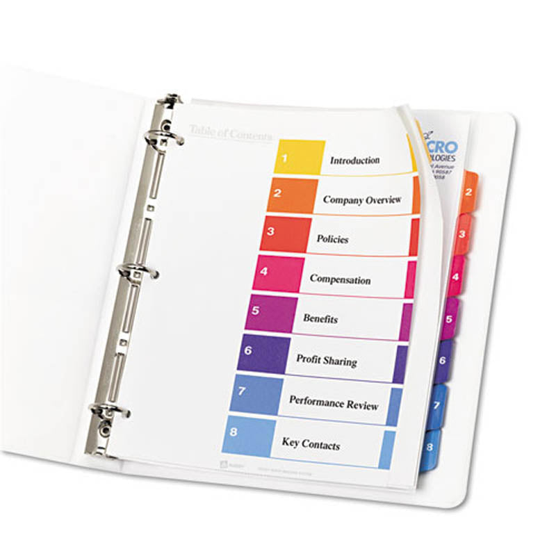 Extra-Wide Ready Index Dividers w/ Multicolor Tabs, 8-Tab, Letter (set of 8)