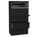 Five-Drawer Heavy-Duty Lateral File Cabinet w/Roll-Out & Posting Shelves, 36"w x 19 1/4"d x 67"h