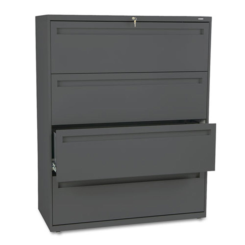 Five-Drawer Heavy-Duty Lateral File Cabinet w/ Roll-Out & Posting Shelves, 42"w x 19 1/4"d x 67"h