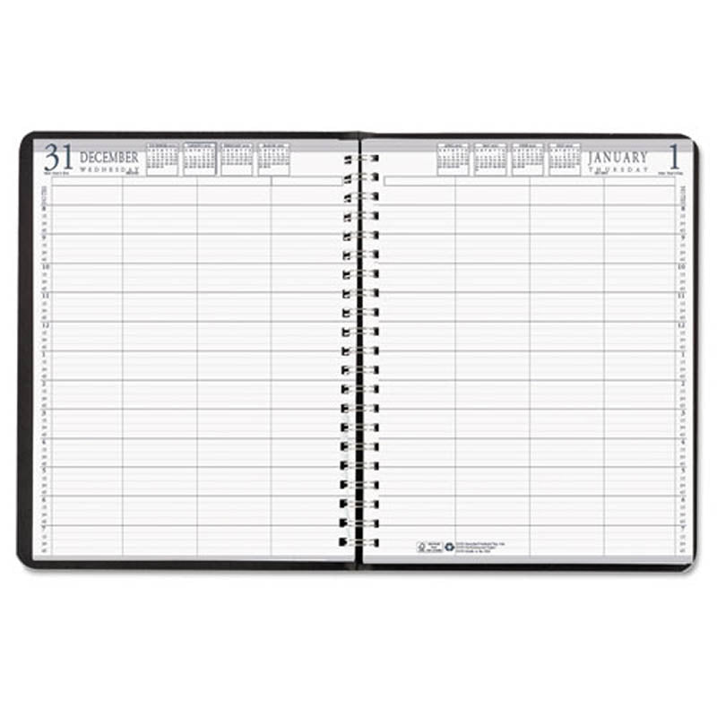 Four-Person Group Practice Daily Appointment Book, 8" X 11", Black, 2025