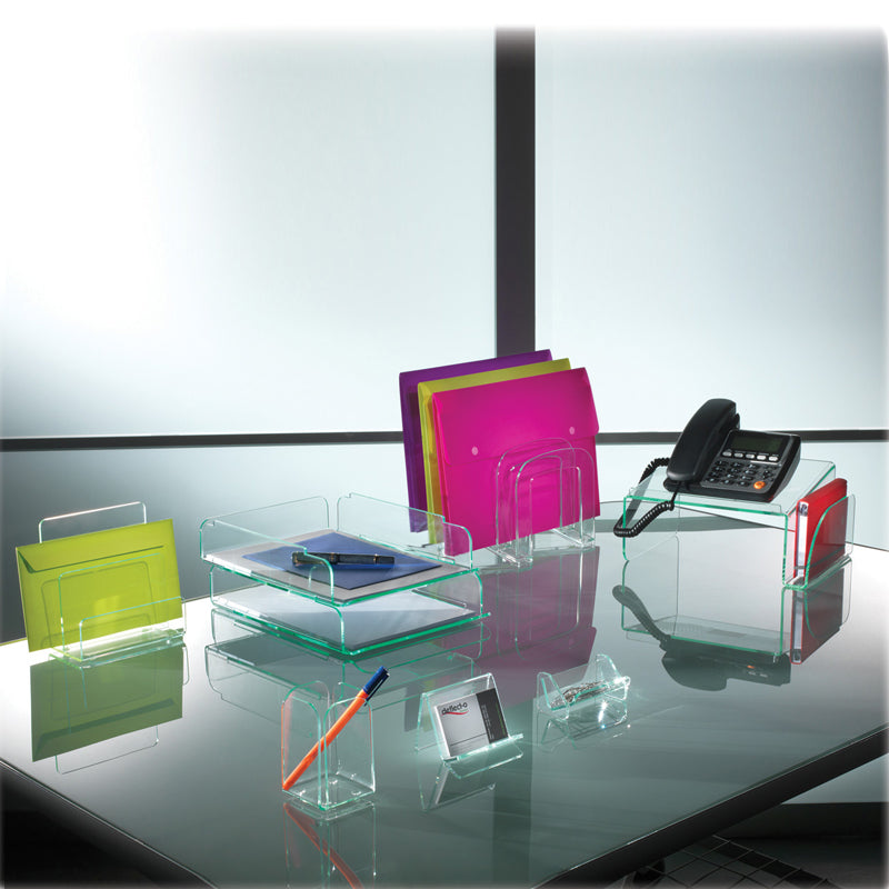 Green Glass Acrylic Business Card Holder