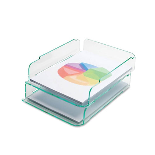 Green Glass Acrylic Stacking Letter Tray (set of 2)