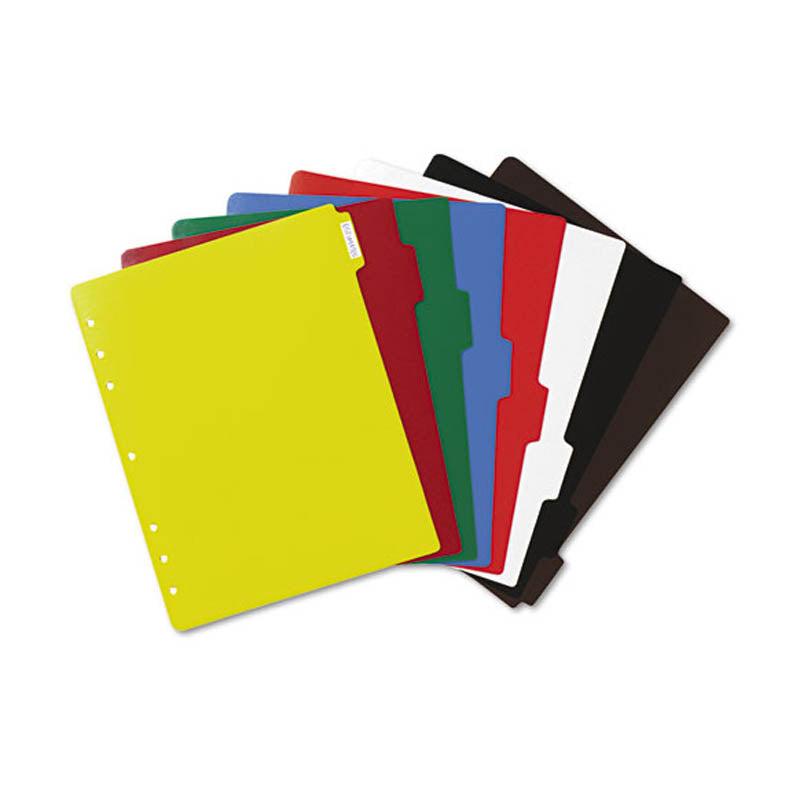 Heavy-Duty Write-On Plastic Index Dividers w/ White Adhesive Labels, 8-Tab, Ltr, Assorted