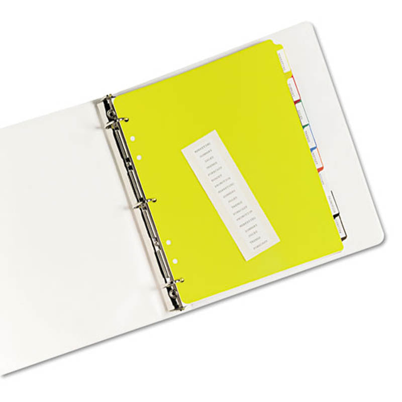 Heavy-Duty Write-On Plastic Index Dividers w/ White Adhesive Labels, 8-Tab, Ltr, Assorted