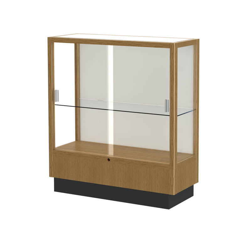 Heritage 36"w x 40"h x 14"d Counter Display Case, Mirror Back, Autumn Oak Finish
