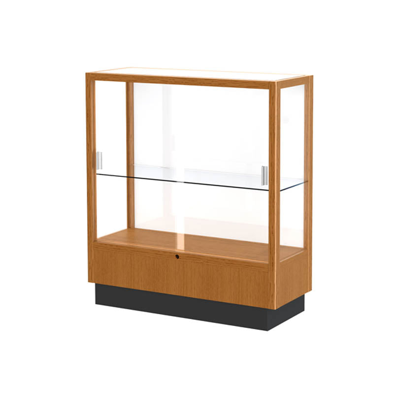 Heritage 36"w x 40"h x 14"d Counter Display Case, Mirror Back, Autumn Oak Finish