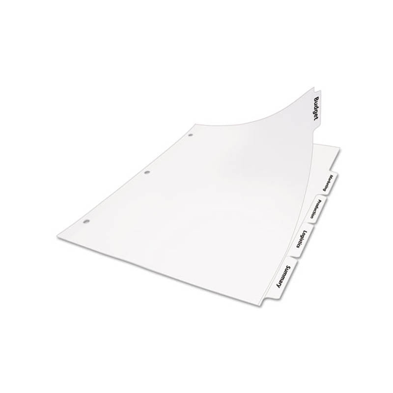 Index Maker Clear Label Punched Dividers, 5-Tab, Letter, White