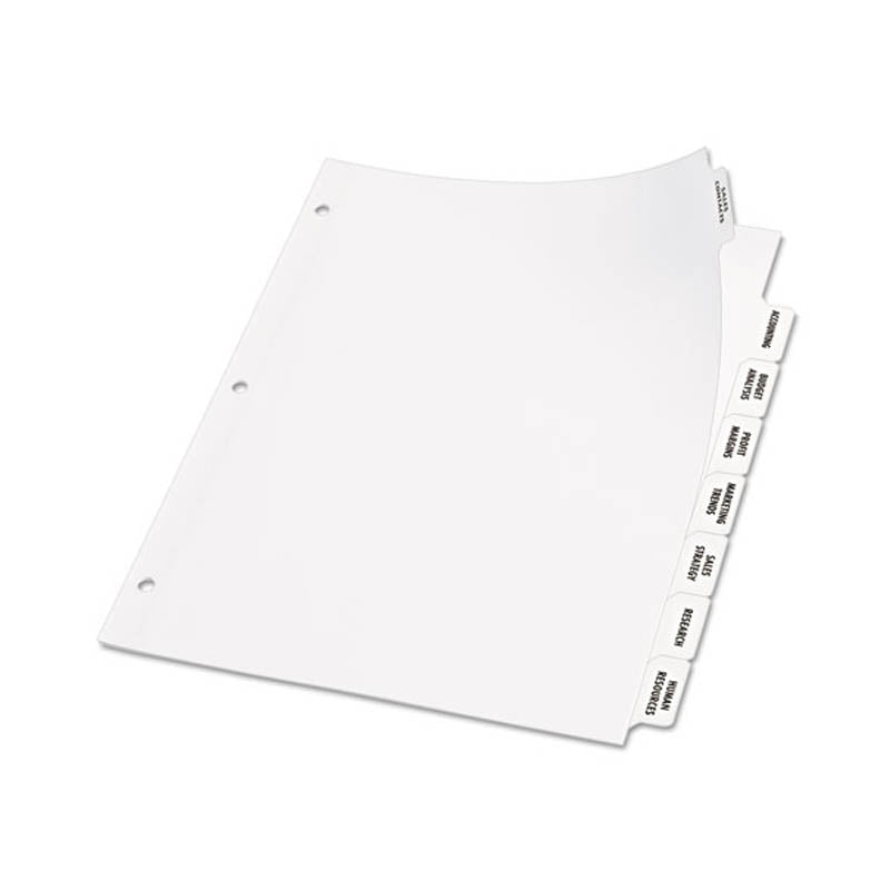 Index Maker Clear Label Punched Dividers w/ Big Tabs, 8-Tab, Letter, White