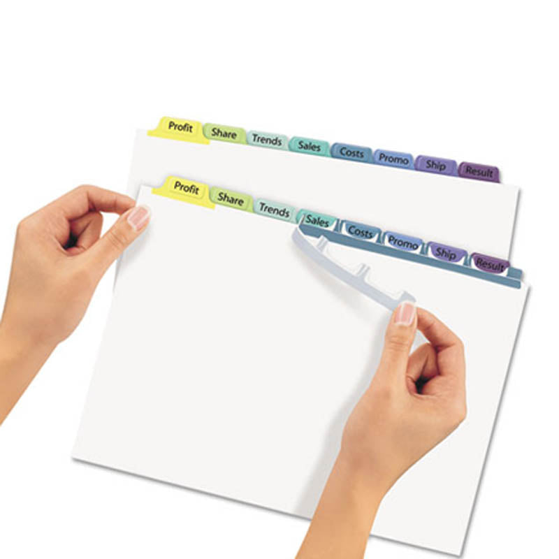 Index Maker Clear Label Punched Dividers w/ Contemporary Color Tabs, 8-Tab, Letter