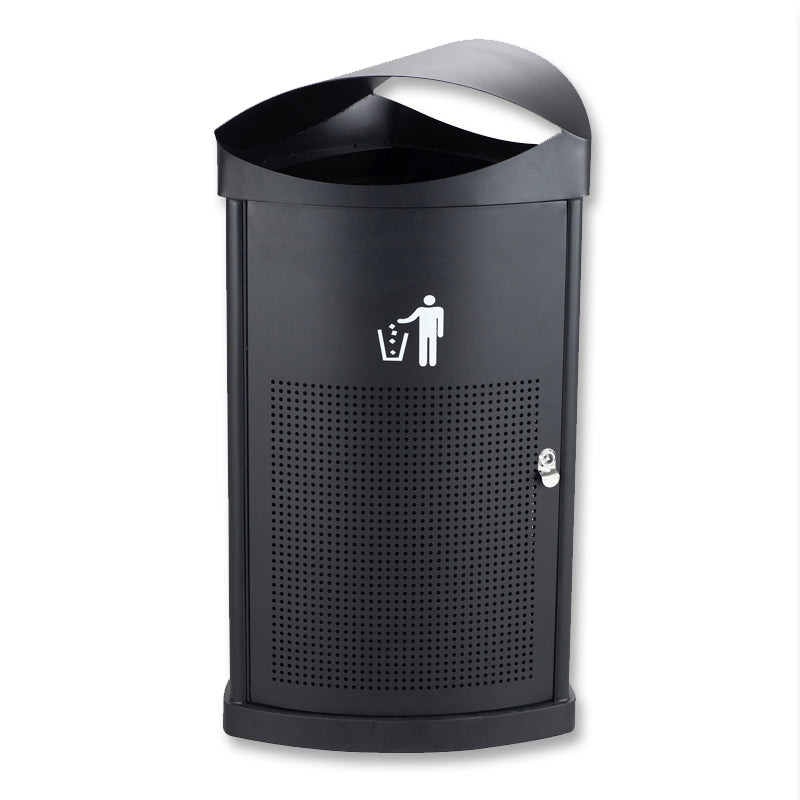 Indoor/Outdoor Perforated Steel Waste Receptacle, 20-Gallon, Black