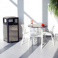 Indoor/Outdoor Steel Trash Can w/ Stainless Side Panels, Black & Silver
