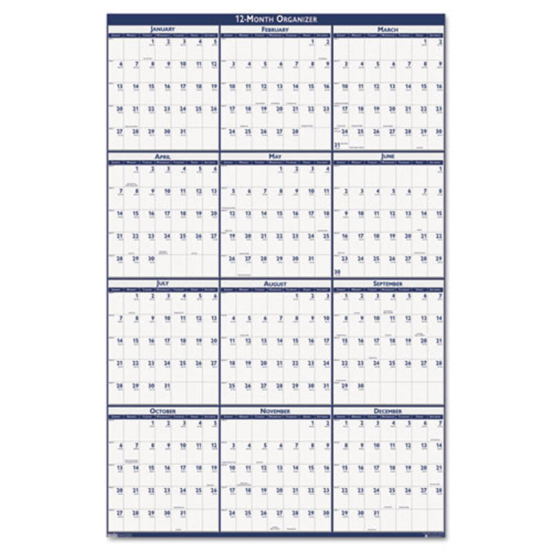 Laminated Write-On/Wipe-Off Jumbo Yearly Wall Calendar, 66" X 33", 2025