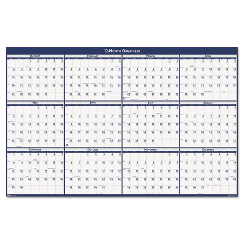 Laminated Write-On/Wipe-Off Jumbo Yearly Wall Calendar, 66" X 33", 2025