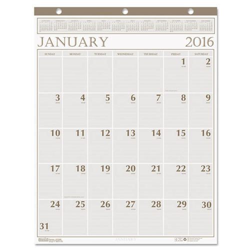 Large Print Monthly Wall Calendar In Punched Leatherette Binding, 20" X 26", 2025