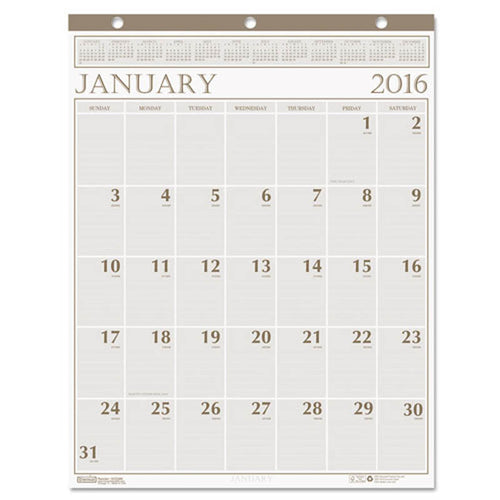 Large Print Monthly Wall Calendar In Punched Leatherette Binding, 20" X 26", 2024
