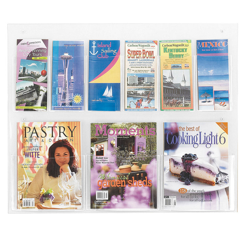 3 Magazine & 6 Pamphlet Acrylic Combination Wall Display