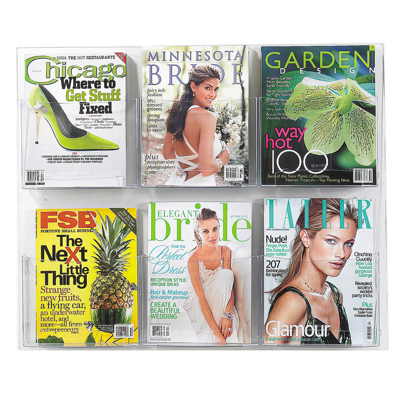 6 Pack Clear Acrylic Wall File Holders - Vertical Hanging Organizer For Mail & Papers