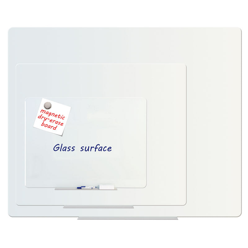 Magnetic Glass Boards w/ Pen Tray, Opaque White