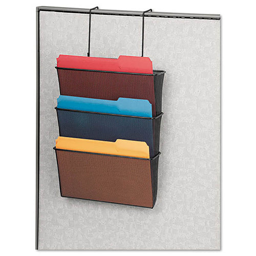 Mesh Partition Triple File Pockets, 12 5/8" x 8 1/4" x 23 1/4", Black