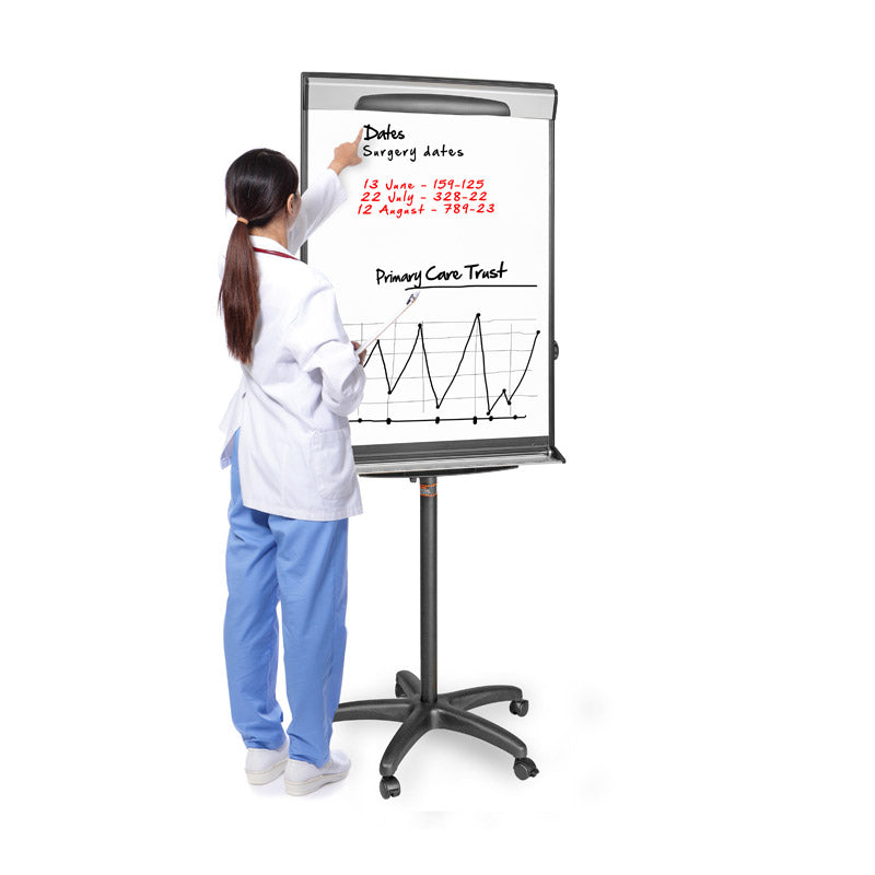 Mobile Magnetic Dry-Erase Easel w/Pen Tray, Blk Stand